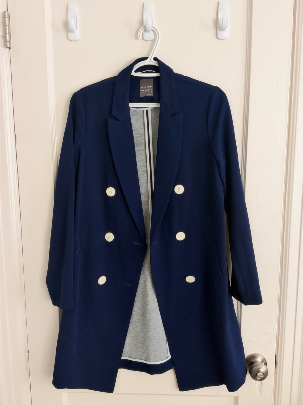 Women's Navy Double-Breasted Blazer Coat - Unbranded